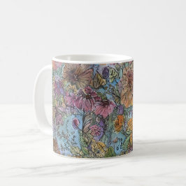 Boho Chic Flower Garden Aquarellbilder Kaffeetasse