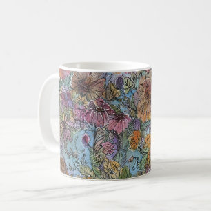 Boho Chic Flower Garden Aquarellbilder Kaffeetasse