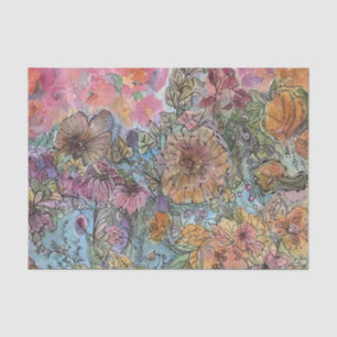 Boho Chic Flower Garden Aquarellbilder Seidenpapier