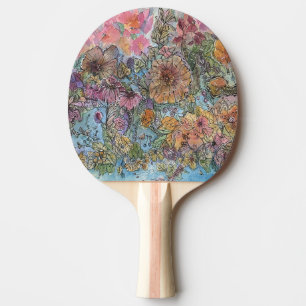 Boho Chic Flower Garden Aquarellbilder Tischtennis Schläger