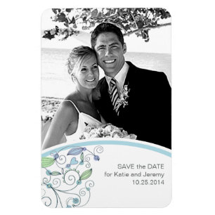 BOHO Chic Foto Save the Date Blue Budget Magnet