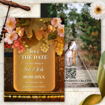 Boho Chic Foto Wine Themed Save the Date Karte