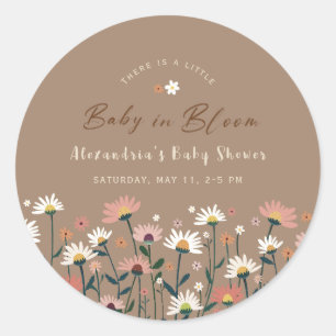 Boho Chic Gänseblümchen Baby in Blüte Shower Aufkl Runder Aufkleber