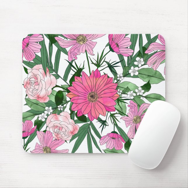 Boho chic garden floral design mousepad (Mit Mouse)