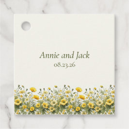 Boho Chic Gelbe Wildblumen, Oliven Geschenkanhänger