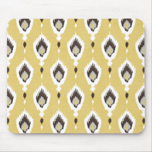 Boho-chic gelbes Ikat-Stammesmuster-Monogramm Mousepad