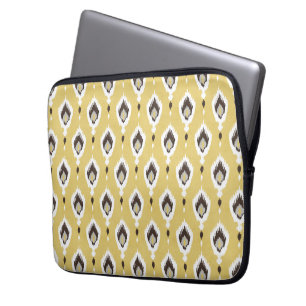 Boho-chic gelbes Ikat-Tribalmuster-Monogramm Laptopschutzhülle