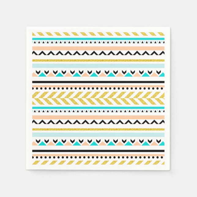 Boho Chic Geometric Aztec Inspiriertes Muster Serviette (Vorderseite)