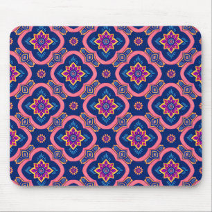 Boho Chic Geometric Floral Pattern Mousepad