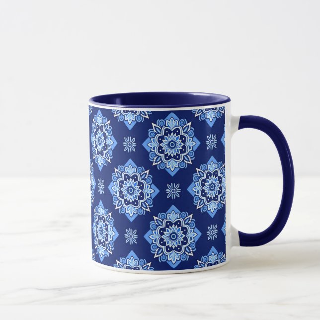 Boho Chic Geometric Floral Pattern Tasse (Rechts)