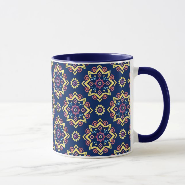 Boho Chic Geometric Floral Pattern Tasse (Rechts)