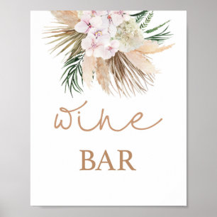Boho chic getrocknete Palmen Weinbar-Schild Poster