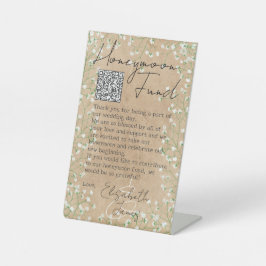 Boho Chic Gipskraut Rustic Niedlich Honeymoon Fund Sockelschild