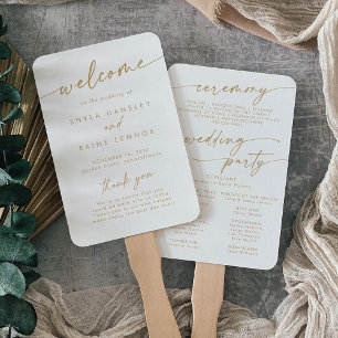 Boho Chic Gold and White Wedding Program Fächer