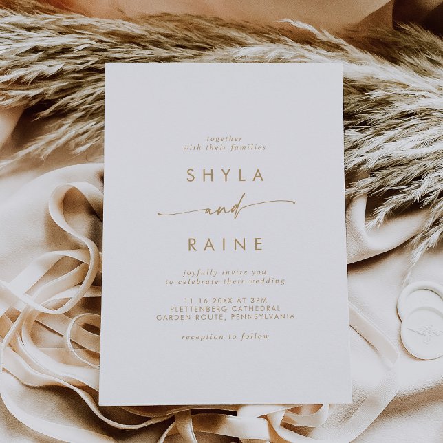 Boho Chic Gold und White Lässig Wedding Einladung (Von Creator hochgeladen)