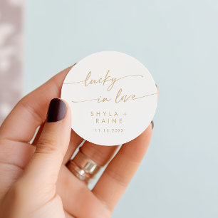 Boho Chic Gold und White Lucky in der Liebe Gefall Runder Aufkleber