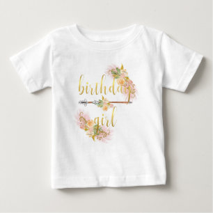 Boho Chic-goldenes Geburtstags-Mädchen-Weiß-Shir Baby T-shirt