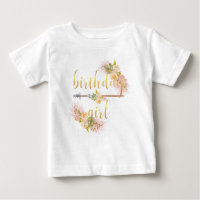 Boho Chic-goldenes Geburtstags-Mädchen-Weiß-Shirt