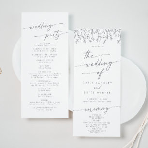 Boho Chic Graue Wildblumen-Teelänge-Hochzeit Programm