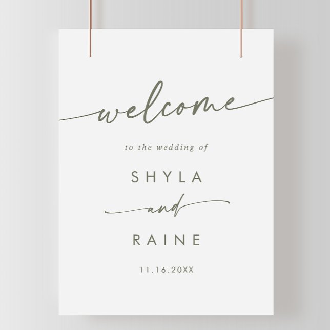 Boho Chic Green and White DIY Wedding Welcome Sign Poster (Von Creator hochgeladen)