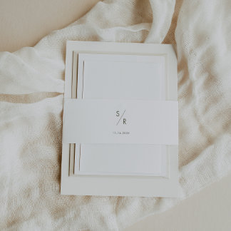 Boho Chic Green und White Monogram Wedding Einladungsbanderole