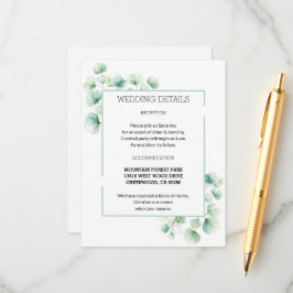 Boho Chic Green Watercolor Blätter Hochzeit Begleitkarte