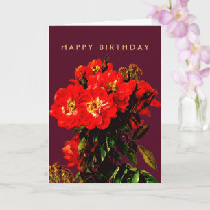 Boho Chic Happy Birthday Rote Rosen Burgundy Karte