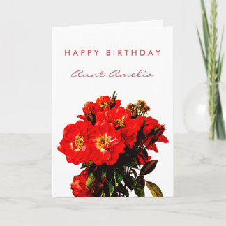 Boho Chic Happy Geburtstag Rote Rosen Bouquet Tant Karte