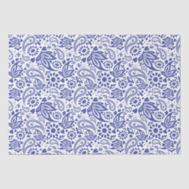 Boho Chic Hübsch Blue White Paisley Pattern Seidenpapier