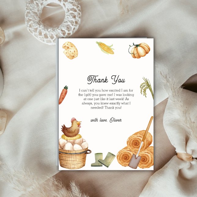 Boho Chic HüttenBaby-Dusche in der Nähe Dankeskarte (Boho Chic Locally Grown Farm Chicken Baby Shower Thank You Card)
