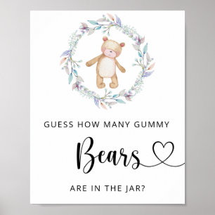 Boho-chic kleiner Bär rate wie viele GUMMI-Bären Poster