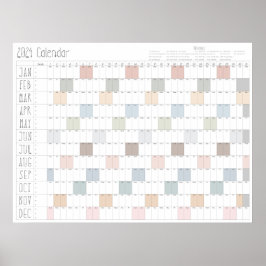 Boho Chic Large 2024 Wall Calendar (Horizontal) Poster