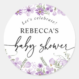 Boho Chic Lavender Baby Dusche Runder Umschlag Auf Aufkleber