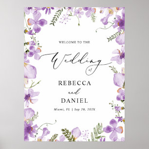 Boho Chic Lavender Wildblumen Hochzeit Willkommen Poster