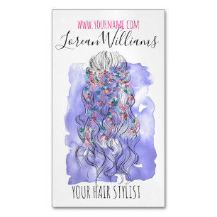 Boho Chic Lila Bridge Friseur Wasserfarben Magnetische Visitenkarte