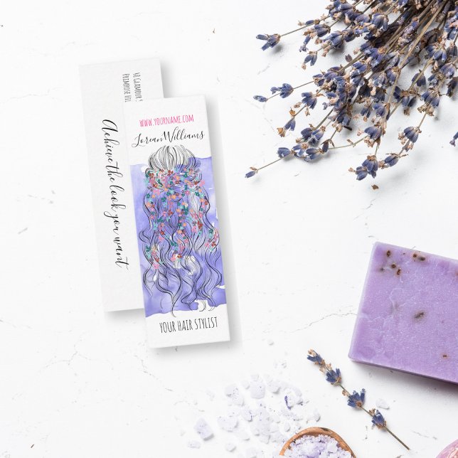 Boho Chic Lila Bridge Friseur Wasserfarben Mini Visitenkarte (Von Creator hochgeladen)