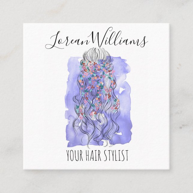 Boho Chic Lila Bridge Friseur Wasserfarben Terminkarte (Vorderseite)