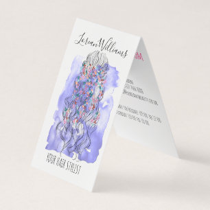 Boho Chic Lila Bridge Friseur Wasserfarben Visitenkarten