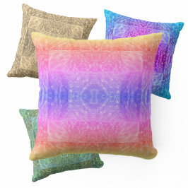 Boho Chic Lila Pink Orange und Gelb Kissen