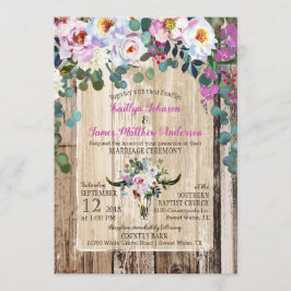 Boho Chic Longhorn Kuh Skull Floral Wedding Einladung