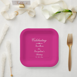Boho Chic Magenta Wedding Cake Table Pappteller