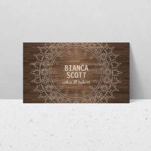 Boho Chic Mandala auf Dark Wood Visitenkarte
