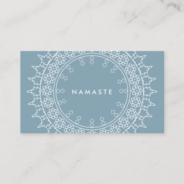 Boho Chic Mandala Namaste Yoga Blue Visitenkarte (Vorderseite)