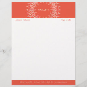 Boho Chic Mandala Namaste Yoga Coral Letterhead Briefkopf