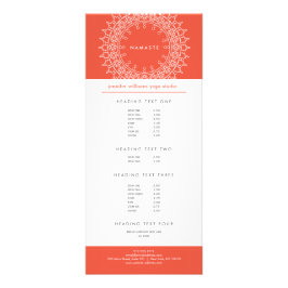 Boho Chic Mandala Namaste Yoga Coral Rack Card Werbekarte