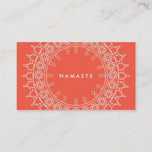 Boho Chic Mandala Namaste Yoga Coral Visitenkarte