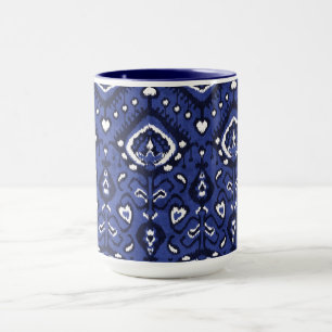 Boho chic Marine Blau-Weiß-Kat-Stammesmuster Tasse
