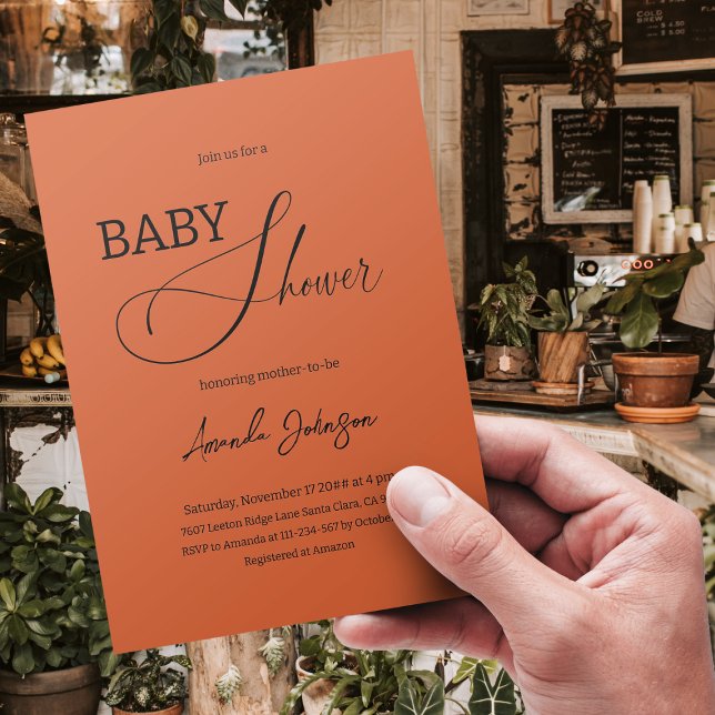 Boho Chic Minimal Terracotta Burnt Orange Rustikal Einladung (Von Creator hochgeladen)