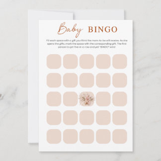 Boho Chic Minimalistische Babyparty-Bingo-Karte Einladung