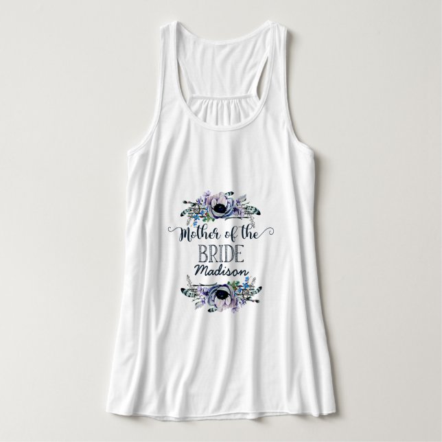 Boho Chic Mint & Navy Florale Mutter der Braut Tank Top (Design Vorderseite)